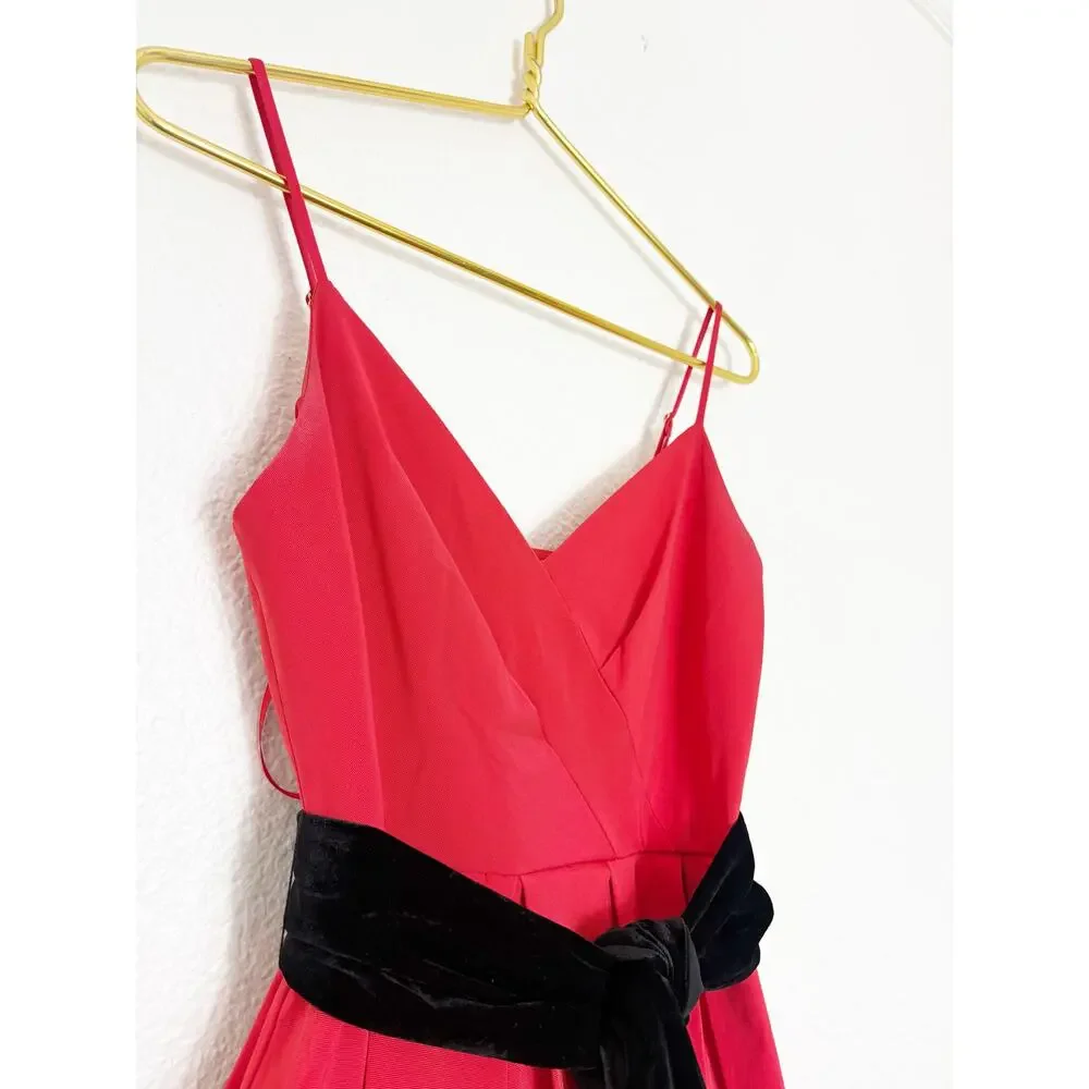 J. crew Red Aline Pleated Cocktail Dress Size 00 Vday Cocktail Wedding
